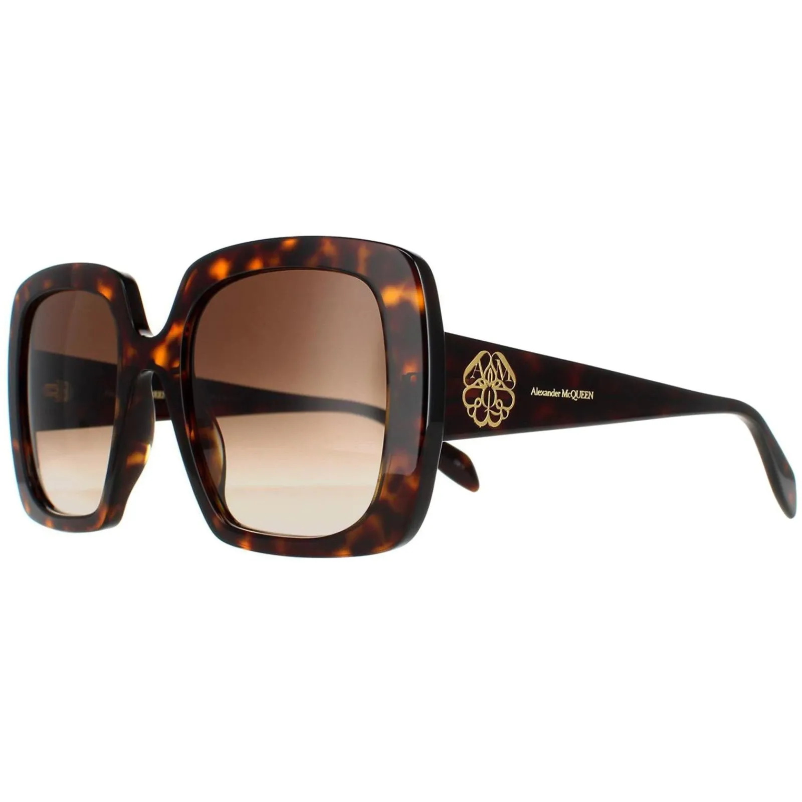 Alexander McQueen Square^Sunglasses AM0378S 002 Tortoise Brown Gradient