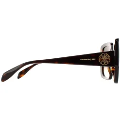 Alexander McQueen Square^Sunglasses AM0378S 002 Tortoise Brown Gradient