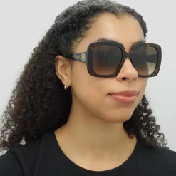 Alexander McQueen Square^Sunglasses AM0378S 002 Tortoise Brown Gradient