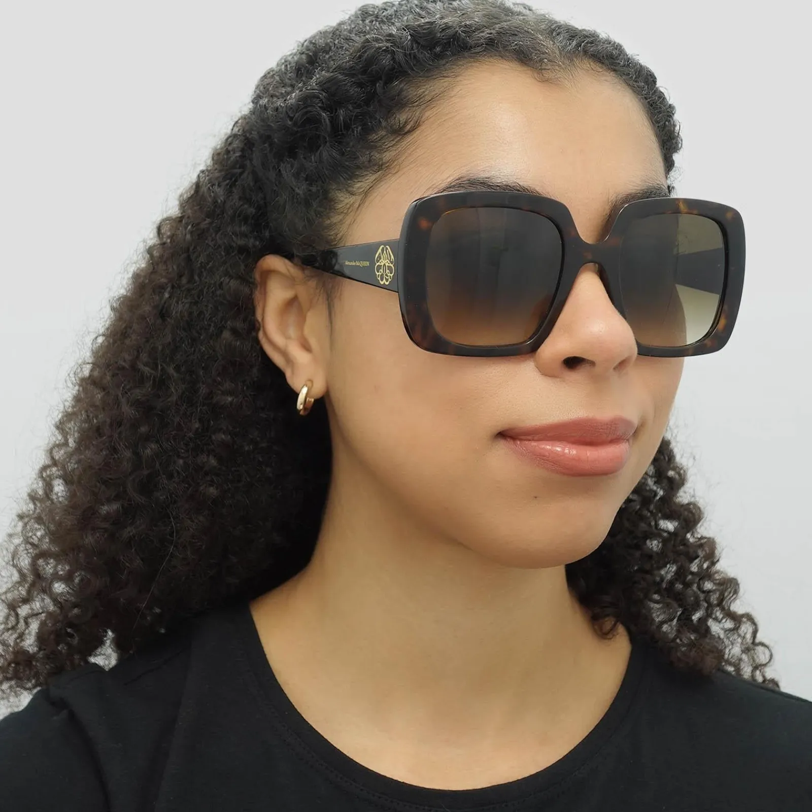 Alexander McQueen Square^Sunglasses AM0378S 002 Tortoise Brown Gradient