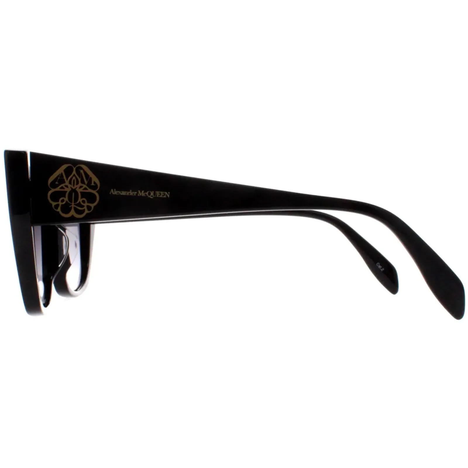 Alexander McQueen Cat-Eye^Sunglasses AM0284S 002 Black Grey Gradient