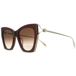 Alexander McQueen Cat-Eye^Sunglasses AM0375S 002 Brown Gold Brown Gradient