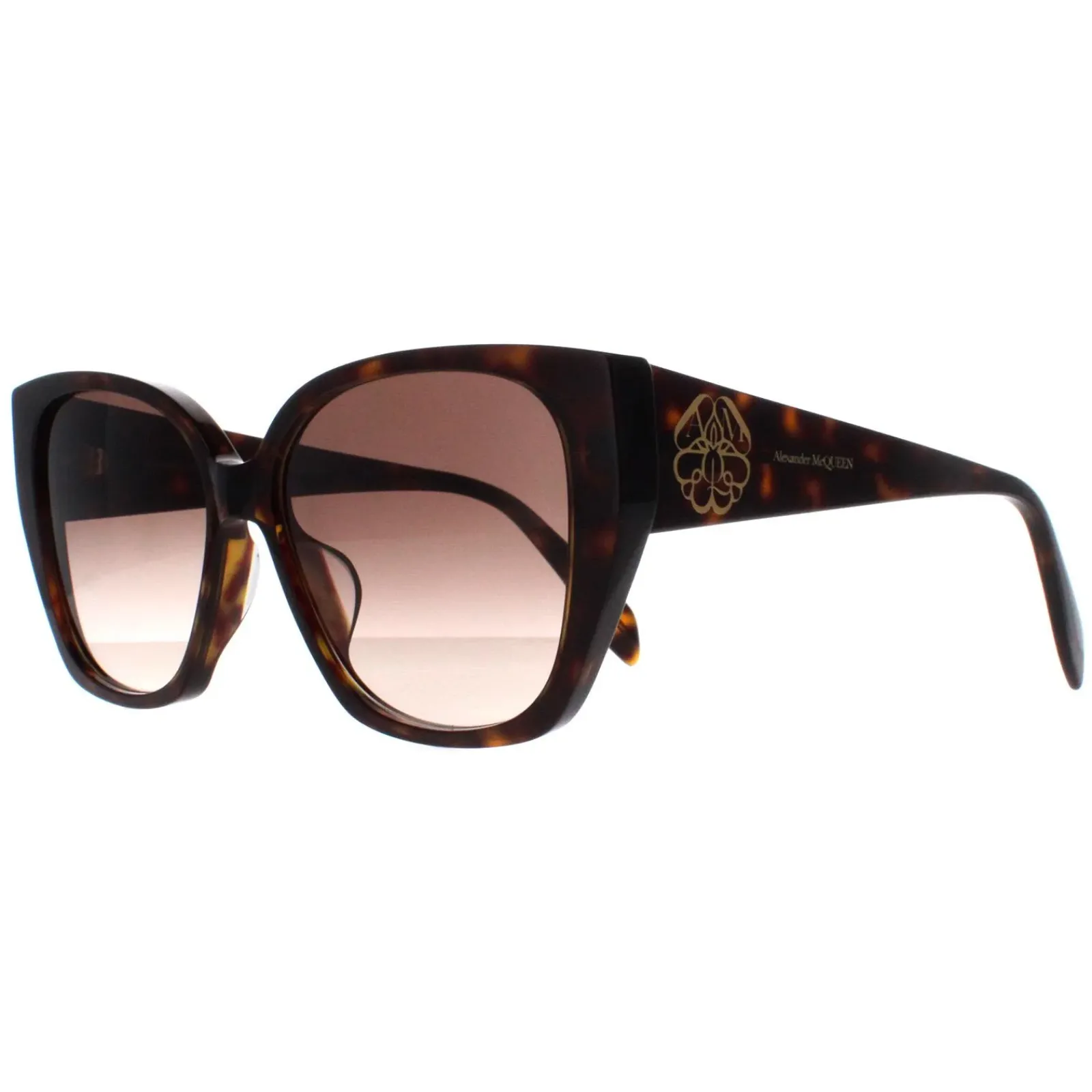 Alexander McQueen Cat-Eye^Sunglasses AM0284S 003 Dark Havana Brown Gradient