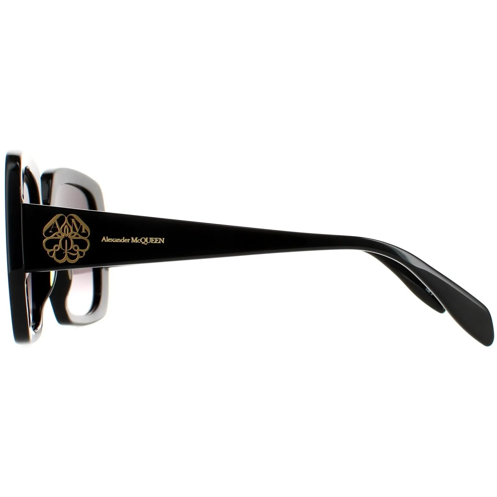 Alexander McQueen Square^Sunglasses AM0378S 001 Black Grey Gradient