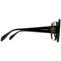 Alexander McQueen Square^Sunglasses AM0378S 001 Black Grey Gradient