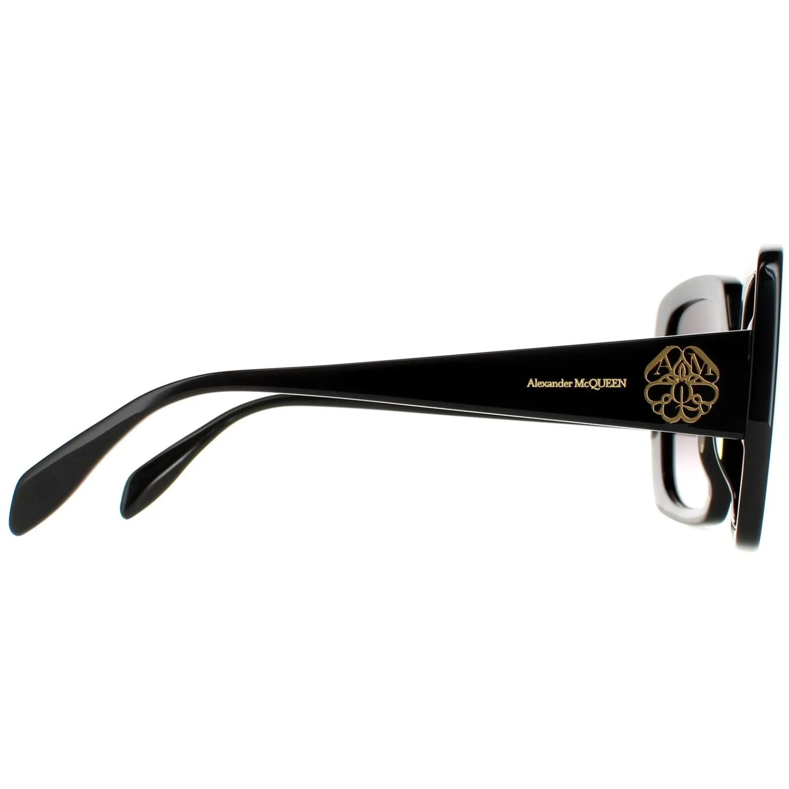 Alexander McQueen Square^Sunglasses AM0378S 001 Black Grey Gradient