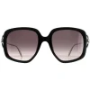 Alexander McQueen Square^Sunglasses AM0374S 001 Black Silver Grey Gradient