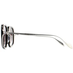 Alexander McQueen Square^Sunglasses AM0374S 001 Black Silver Grey Gradient
