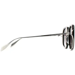 Alexander McQueen Square^Sunglasses AM0374S 001 Black Silver Grey Gradient