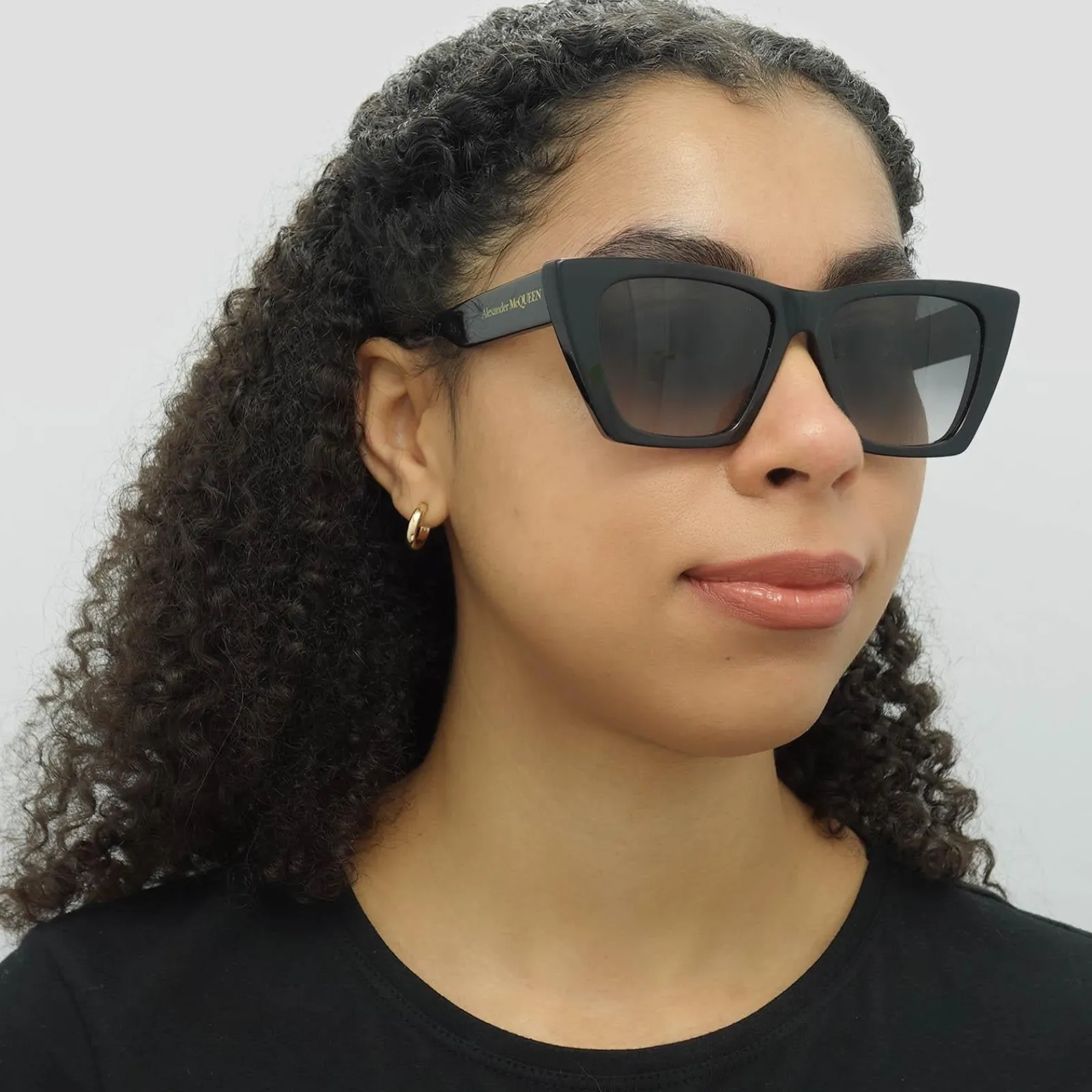 Alexander McQueen Cat-Eye^Sunglasses AM0299S 001 Black Grey