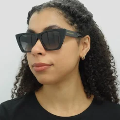 Alexander McQueen Cat-Eye^Sunglasses AM0299S 001 Black Grey