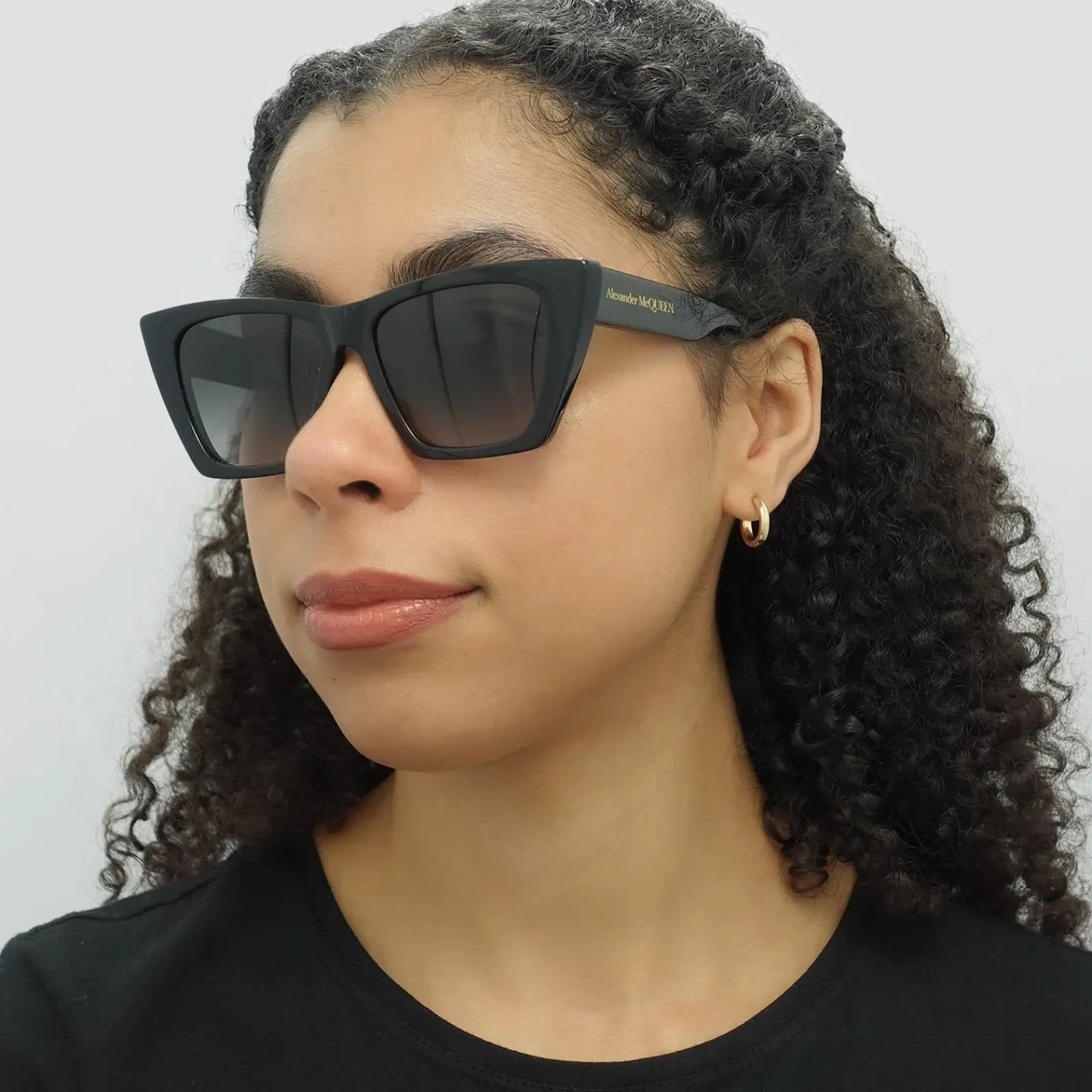 Alexander McQueen Cat-Eye^Sunglasses AM0299S 001 Black Grey