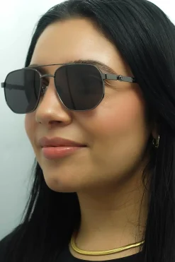 Alexander McQueen Aviator|Aviator^Sunglasses AM0458S 001 Ruthenium Grey