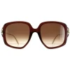 Alexander McQueen Square^Sunglasses AM0374S 002 Brown Gold Brown Gradient