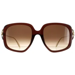 Alexander McQueen Square^Sunglasses AM0374S 002 Brown Gold Brown Gradient