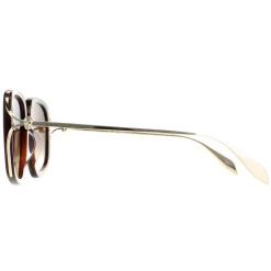 Alexander McQueen Square^Sunglasses AM0374S 002 Brown Gold Brown Gradient