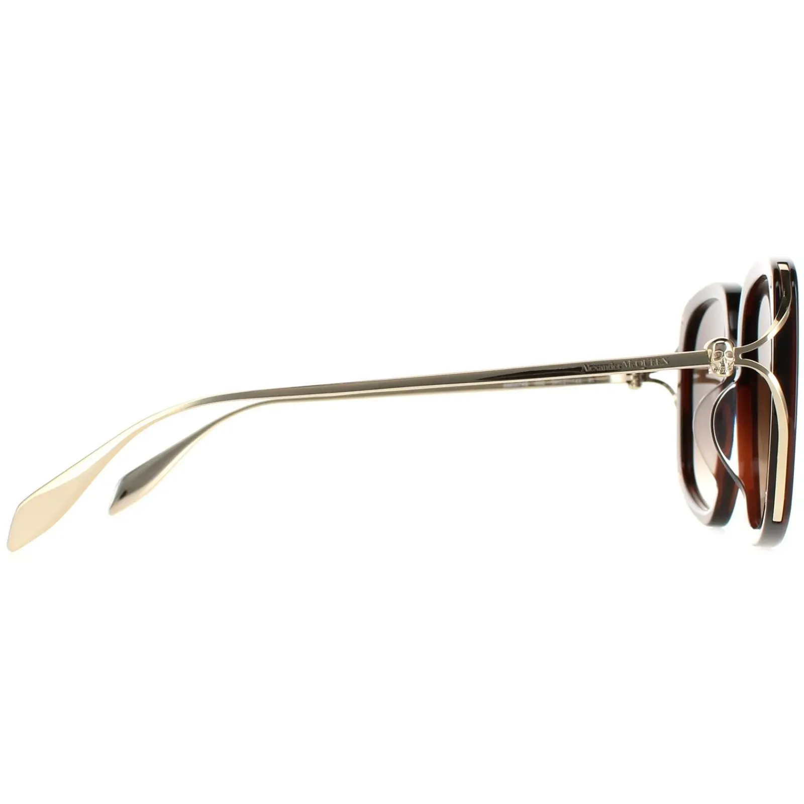 Alexander McQueen Square^Sunglasses AM0374S 002 Brown Gold Brown Gradient