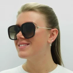 Alexander McQueen Square^Sunglasses AM0374S 002 Brown Gold Brown Gradient