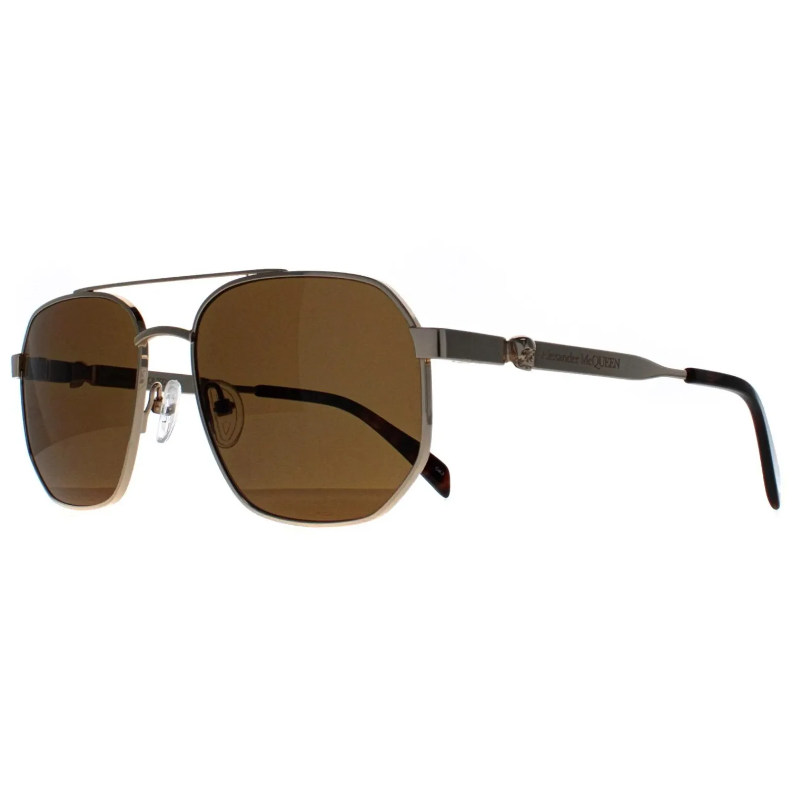Alexander McQueen Aviator|Aviator^Sunglasses AM0458S 002 Gold Brown
