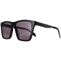 Alexander McQueen Square^Sunglasses AM0352S 001 Shiny Black and Dark Chrome G