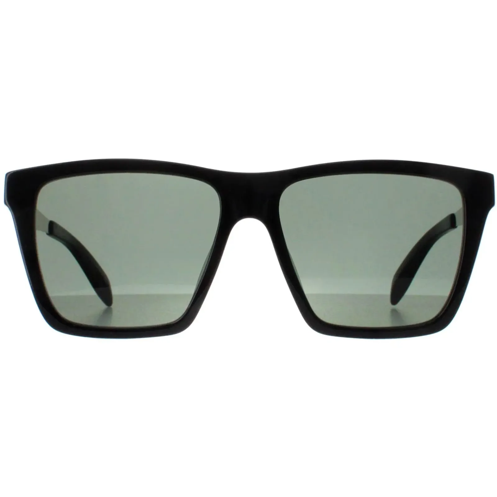 Alexander McQueen Square^Sunglasses AM0352S 002 Shiny Black and Silver Green
