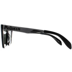 Alexander McQueen Square^Sunglasses AM0352S 002 Shiny Black and Silver Green