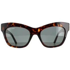 Balenciaga Cat-Eye^Sunglasses BB0132S 002 Dark Havana and Gold Green Grey