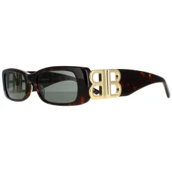 Balenciaga Rectangle^Sunglasses BB0096S 002 Dark Havana Green