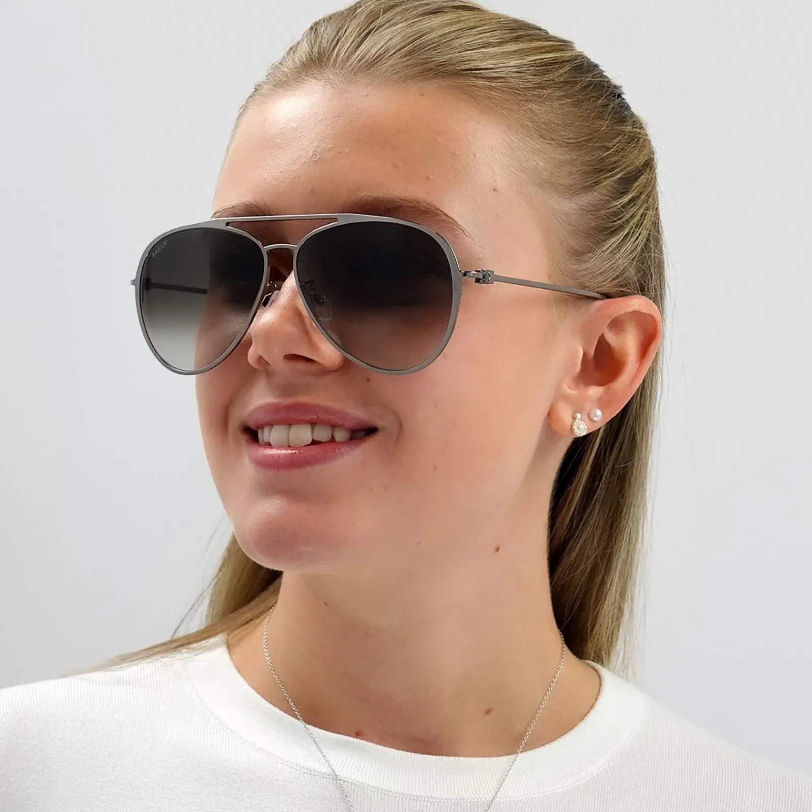 Bally Aviator^Sunglasses BY0024-D 08K Gunmetal Grey Gradient
