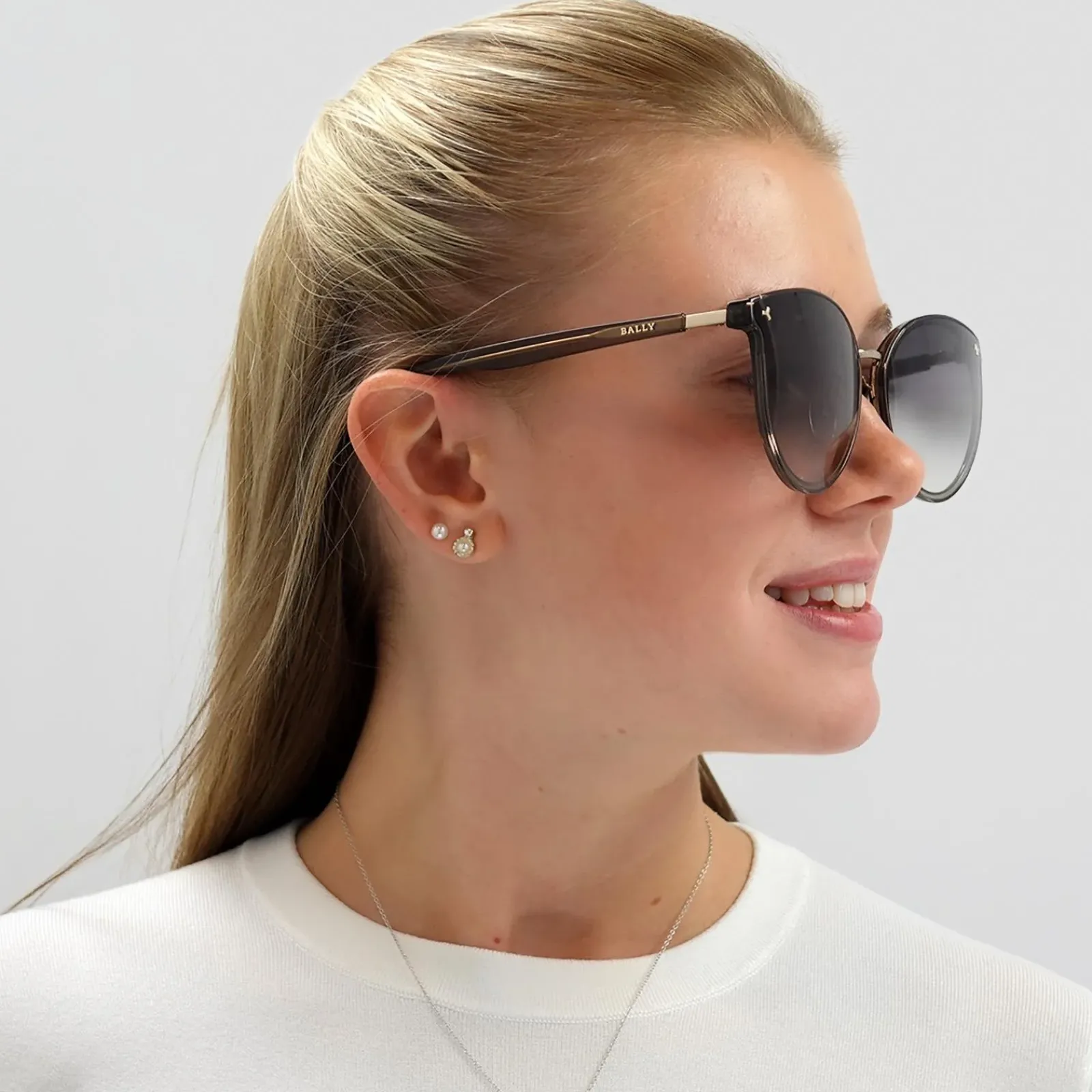 Bally Cat-Eye^Sunglasses BY0043-K 45B Gold Green Gradient