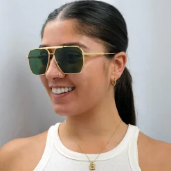 Bottega Veneta Square^Sunglasses BV1012S 004 Gold Green