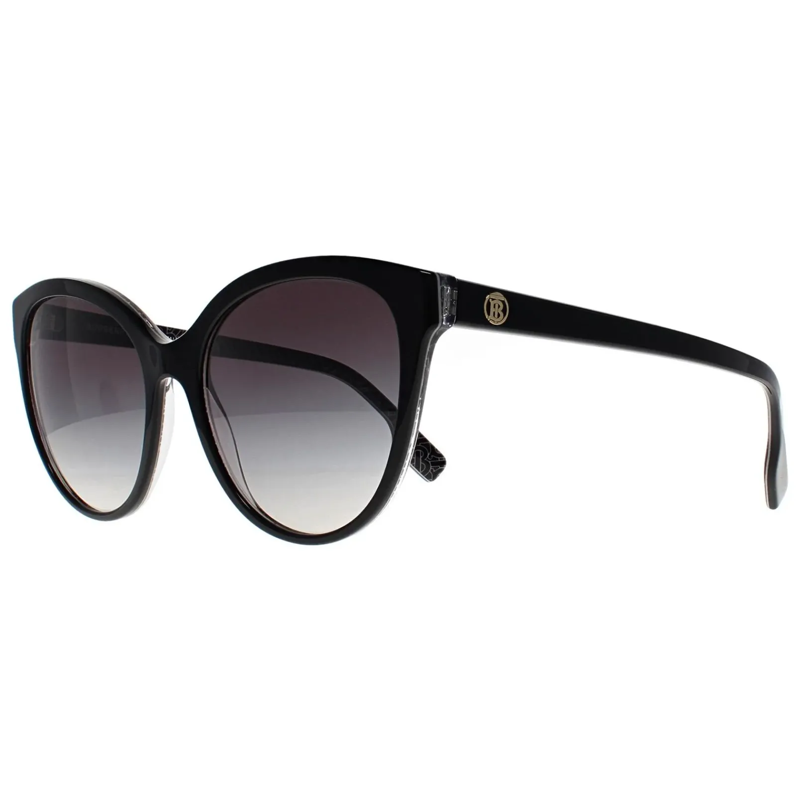 Burberry Cat-Eye^Sunglasses BE4365 Betty 3977/8G Black on Crystal TB Print Gre