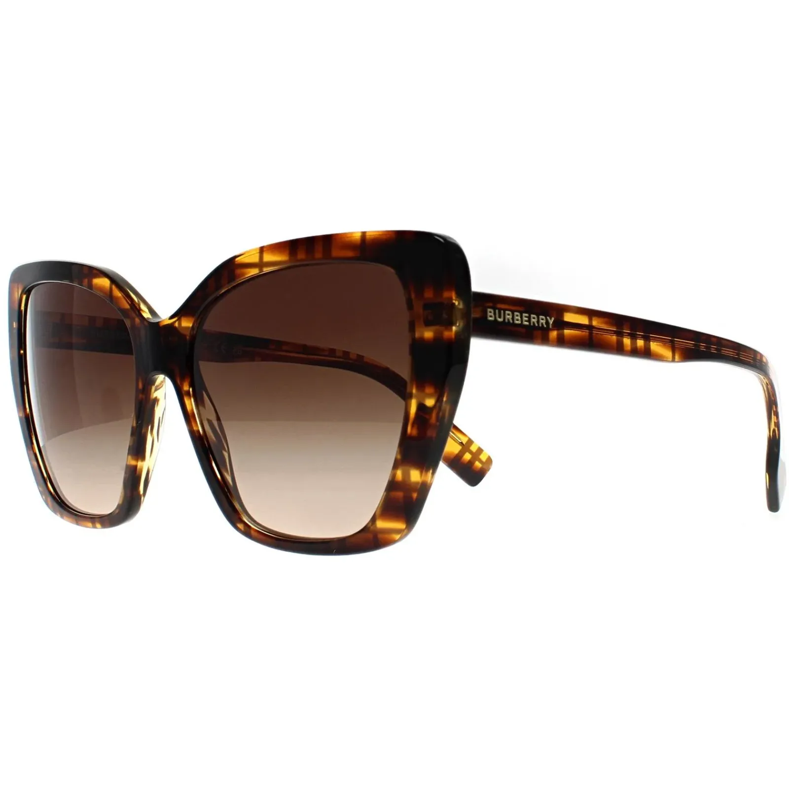 Burberry Cat-Eye^Sunglasses BE4366 Tamsin 3981/13 Check on Striped Brown Brown