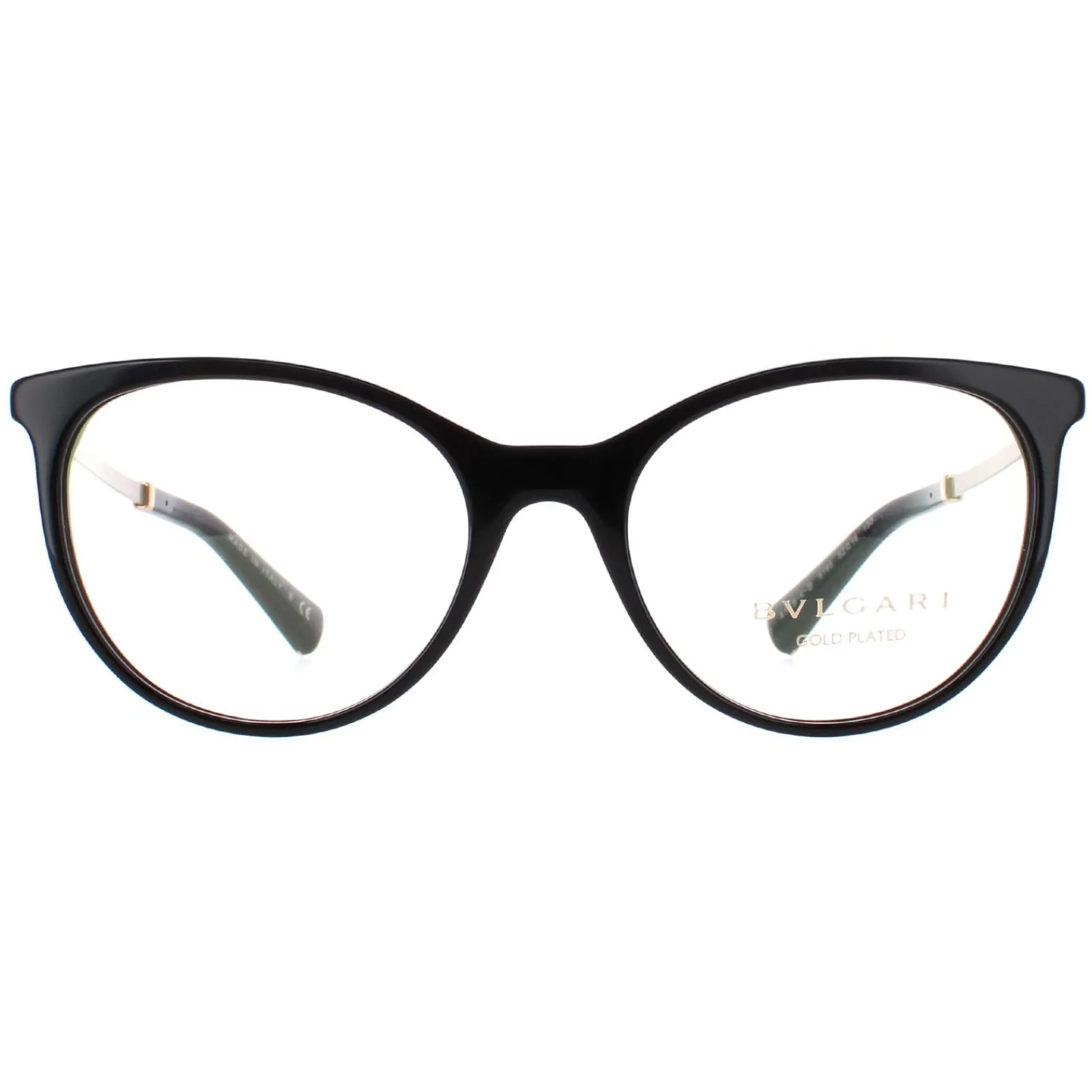Bvlgari Round|Round^Glasses Frames 4149KB 5195 Black Gold Red 52mm Womens