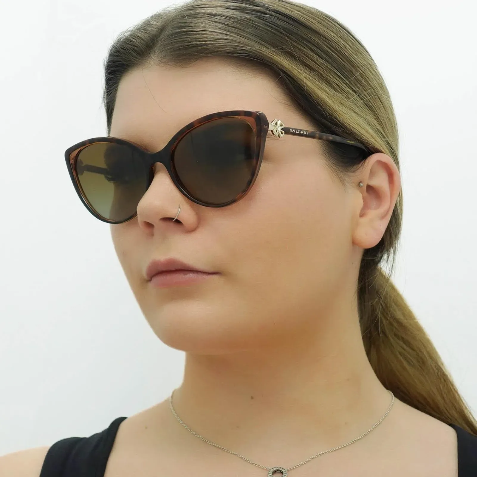Bvlgari Cat-Eye^Sunglasses BV8246B 5496T5 Havana Brown Transparent Brown Gradi