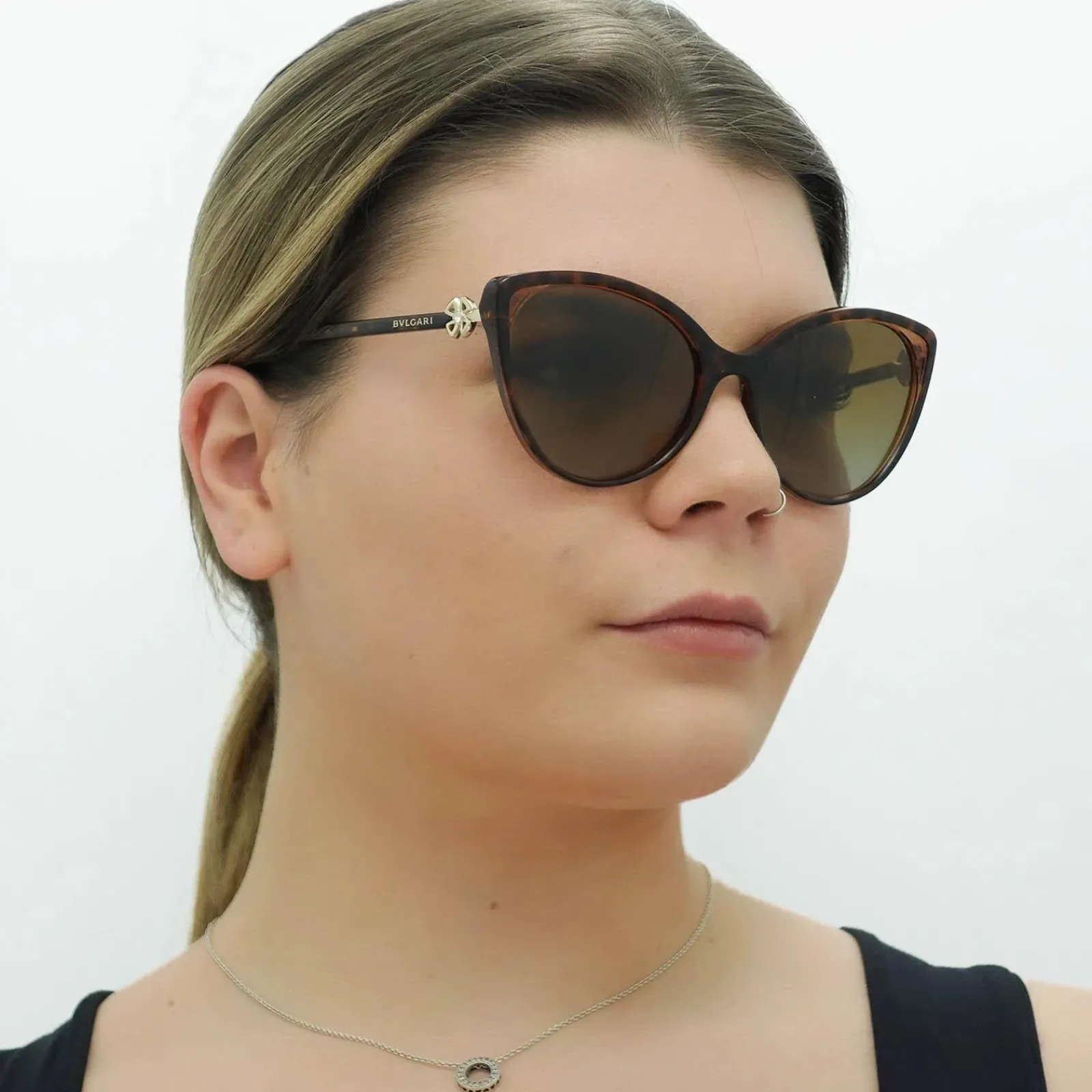 Bvlgari Cat-Eye^Sunglasses BV8246B 5496T5 Havana Brown Transparent Brown Gradi
