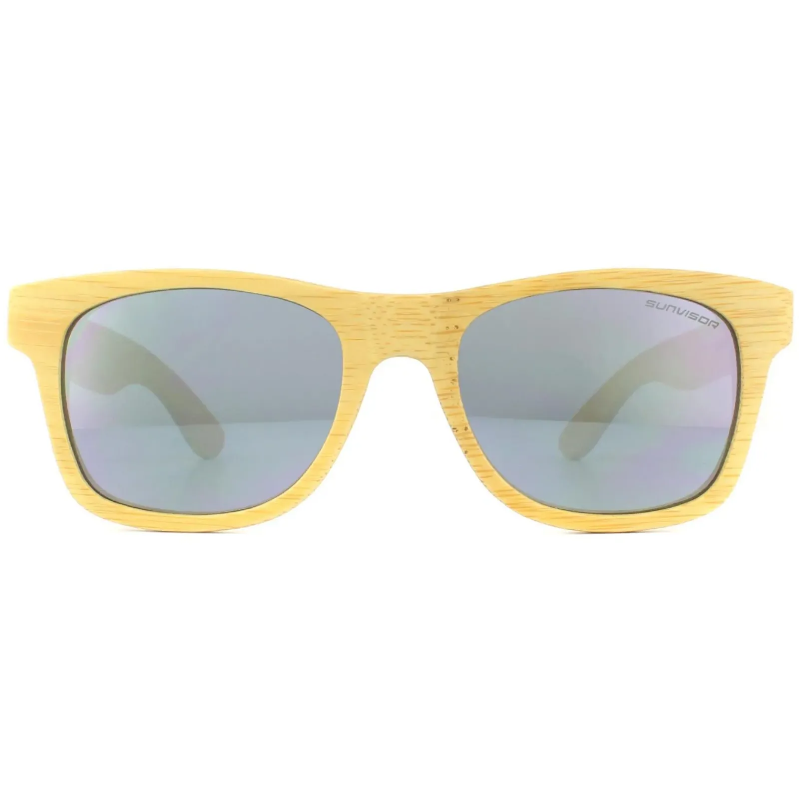 Cairn Rectangle^Sunglasses Woody 07 Bamboo Sunvisor Grey Mirror