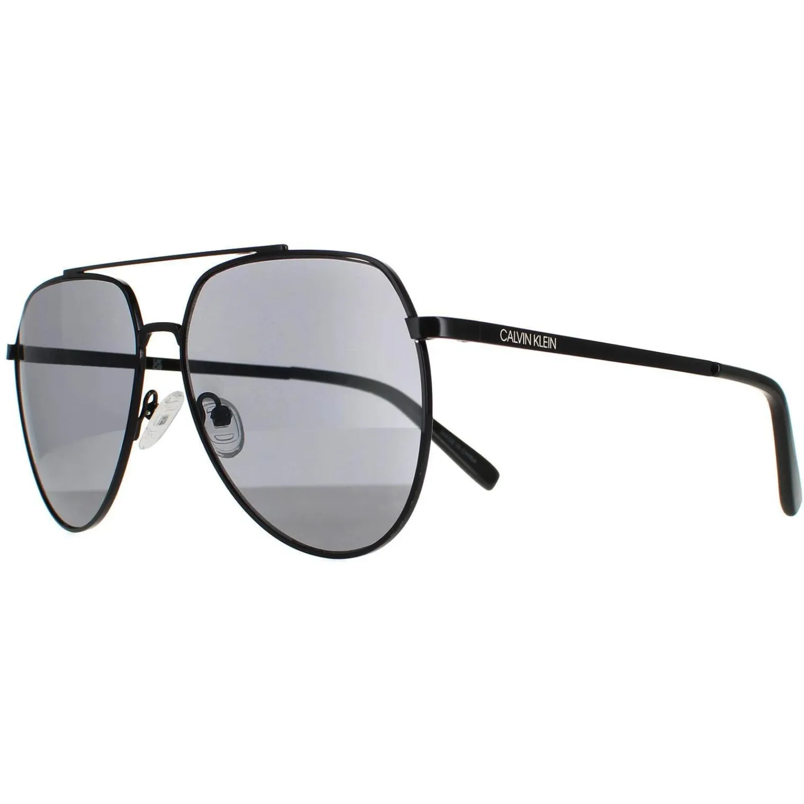 Calvin Klein Aviator^Sunglasses CK20124S 001 Shiny Black Solid Smoke