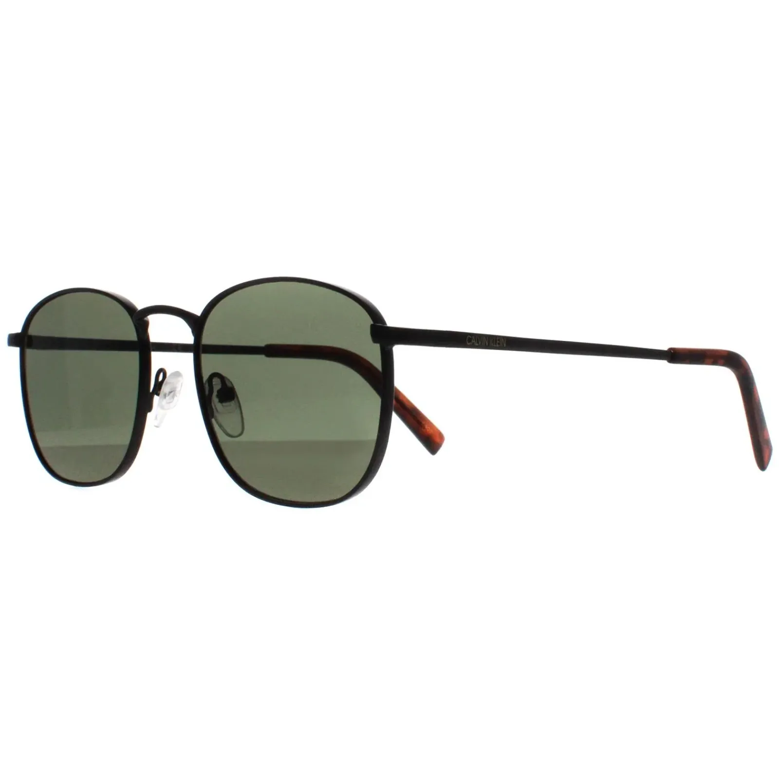Calvin Klein Square^Sunglasses CK20122S 001 Matte Black Solid Green G15