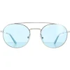 Calvin Klein Round^Sunglasses CK18116S 046 Nickel Solid Light Blue