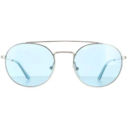 Calvin Klein Round^Sunglasses CK18116S 046 Nickel Solid Light Blue
