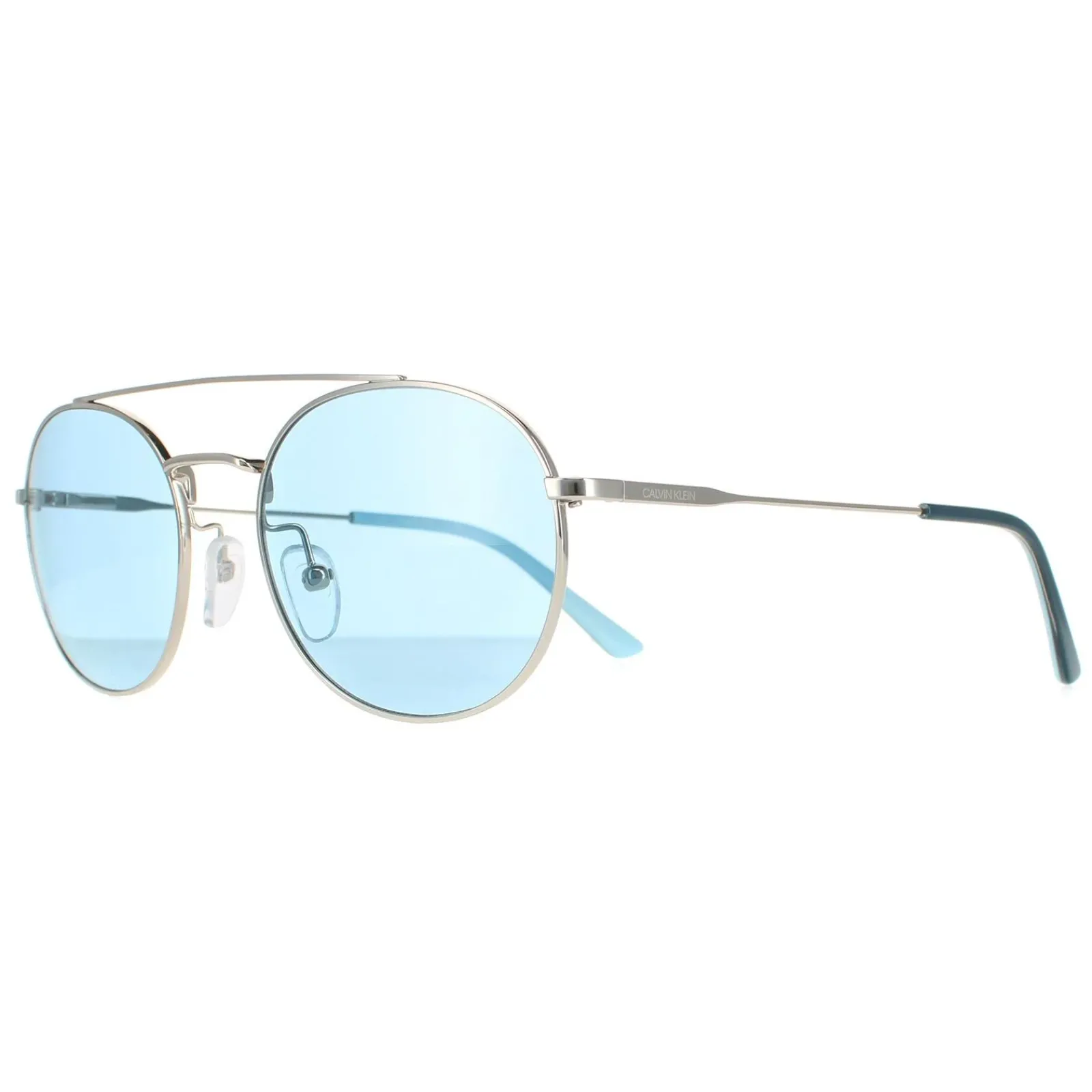 Calvin Klein Round^Sunglasses CK18116S 046 Nickel Solid Light Blue