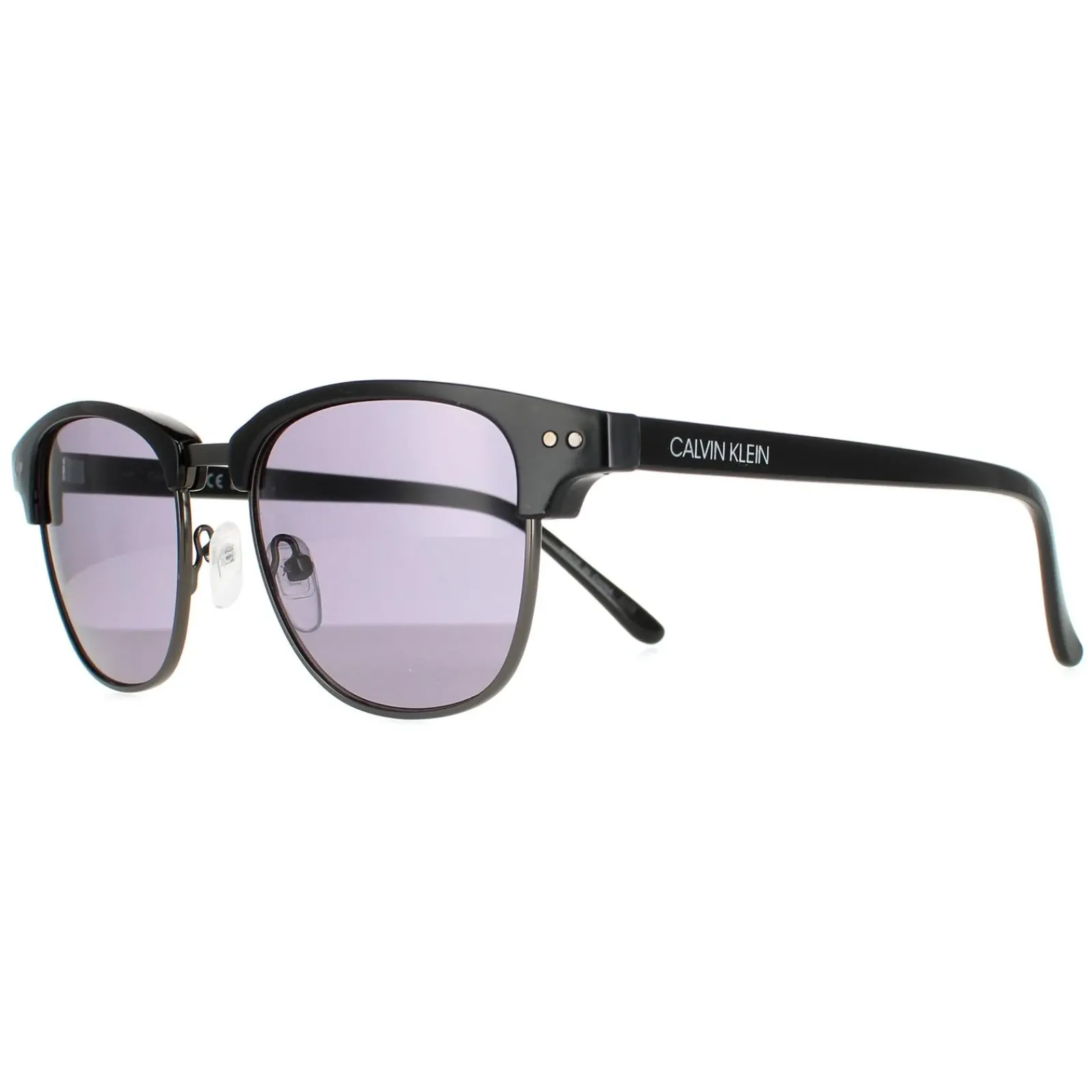 Calvin Klein Square^Sunglasses CK20314S 001 Shiny Black Solid Smoke
