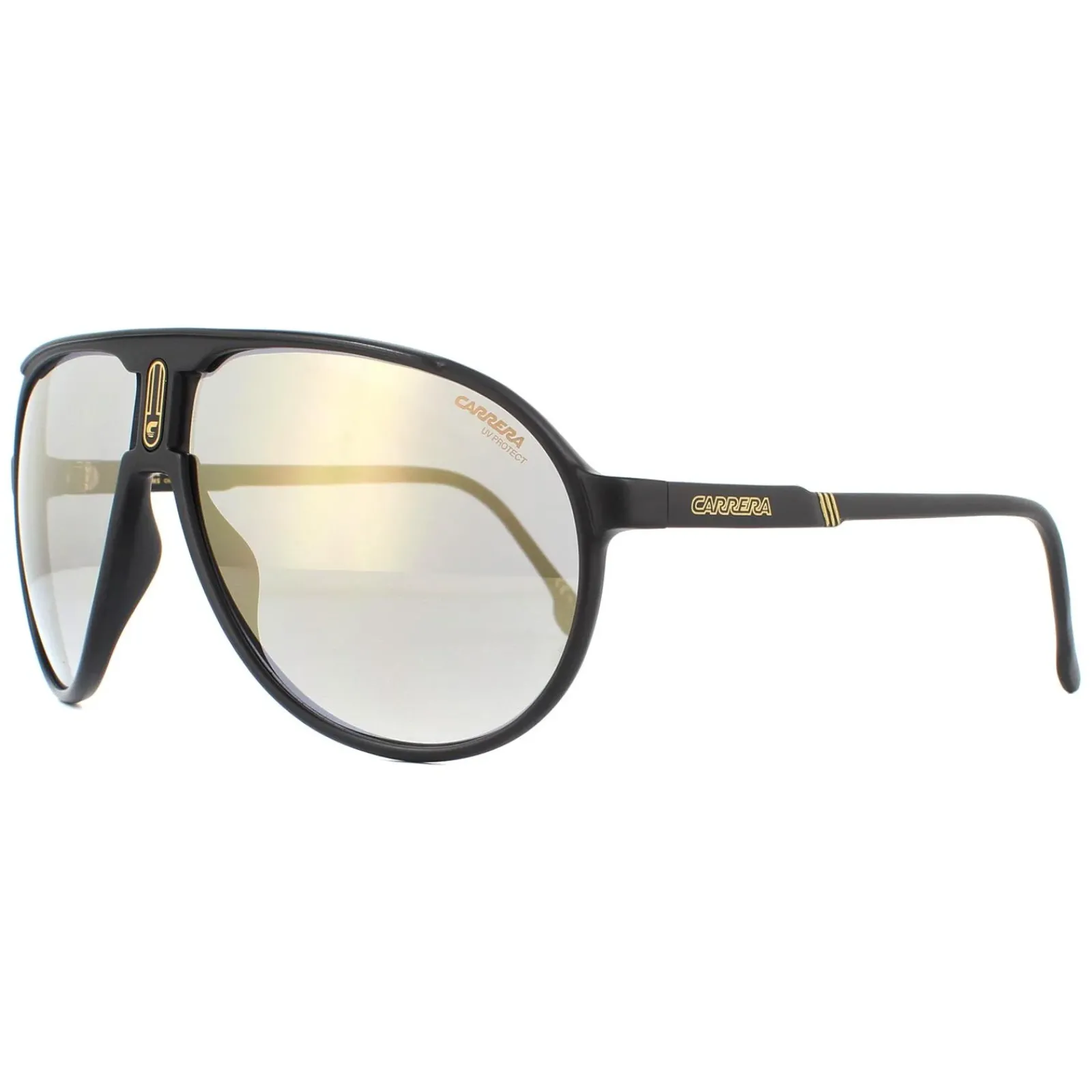 Carrera Aviator^Sunglasses Champion 65 003/JO Matte Black Grey Bronze Mirrored