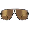 Carrera Rectangle^Sunglasses 1058/S 2M2 YL Black Gold Gold High Contrast Polariz