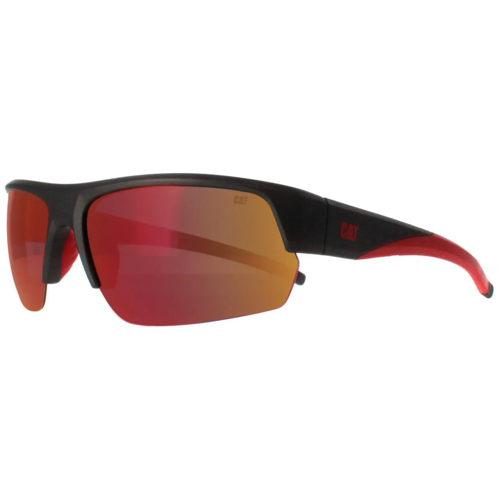Caterpillar Polarised|Semi Rimless^Sunglasses CTS-8022 108P Matte Metallic Grey Red Mirror Po