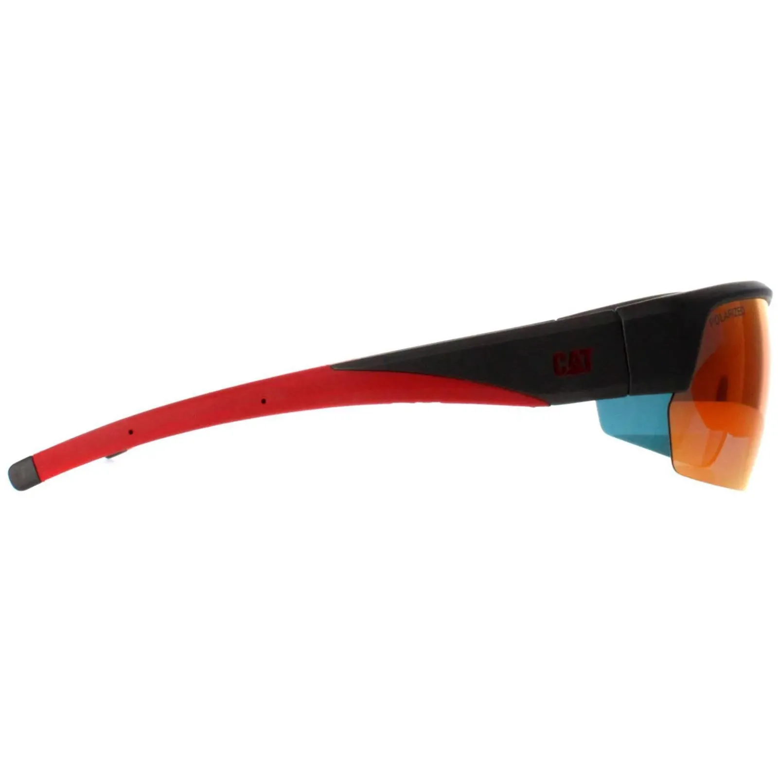Caterpillar Polarised|Semi Rimless^Sunglasses CTS-8022 108P Matte Metallic Grey Red Mirror Po