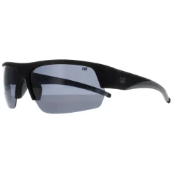 Caterpillar Polarised|Semi Rimless^Sunglasses CTS-8022 104P Matte Black Solid Smoke Polarized