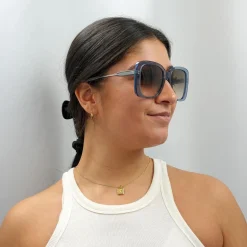 Chloe Square^Sunglasses CH0125S 002 Blue Crystal Brown Gradient