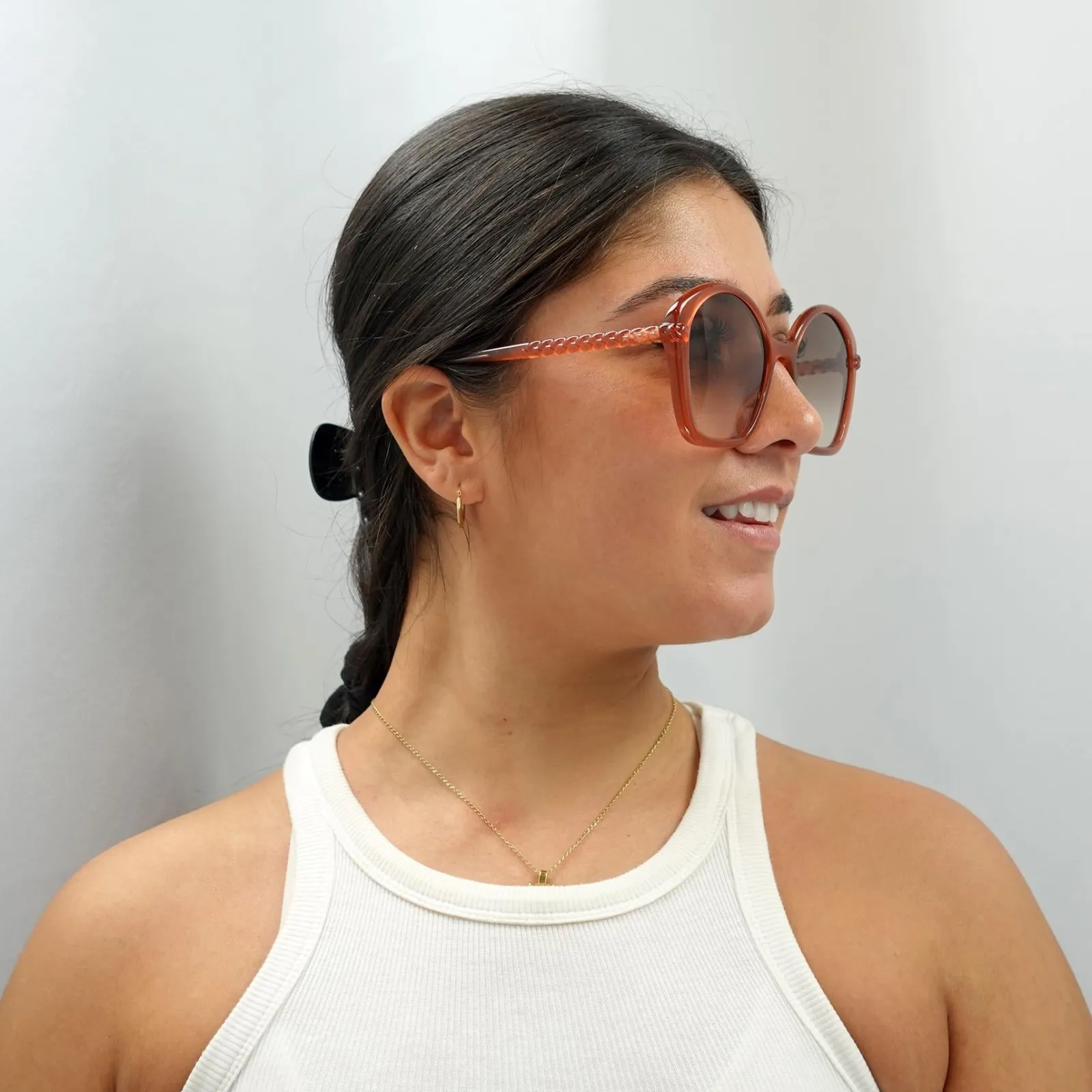 Chloe Square^Sunglasses CH0003S 002 Dark Pink Brown Gradient